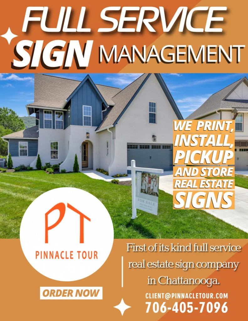 Real estate service flyer with agent branding and property images