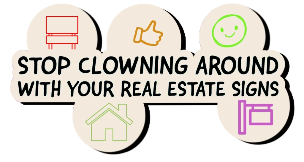 Real estate sign installed on lawn with agent branding and contact information